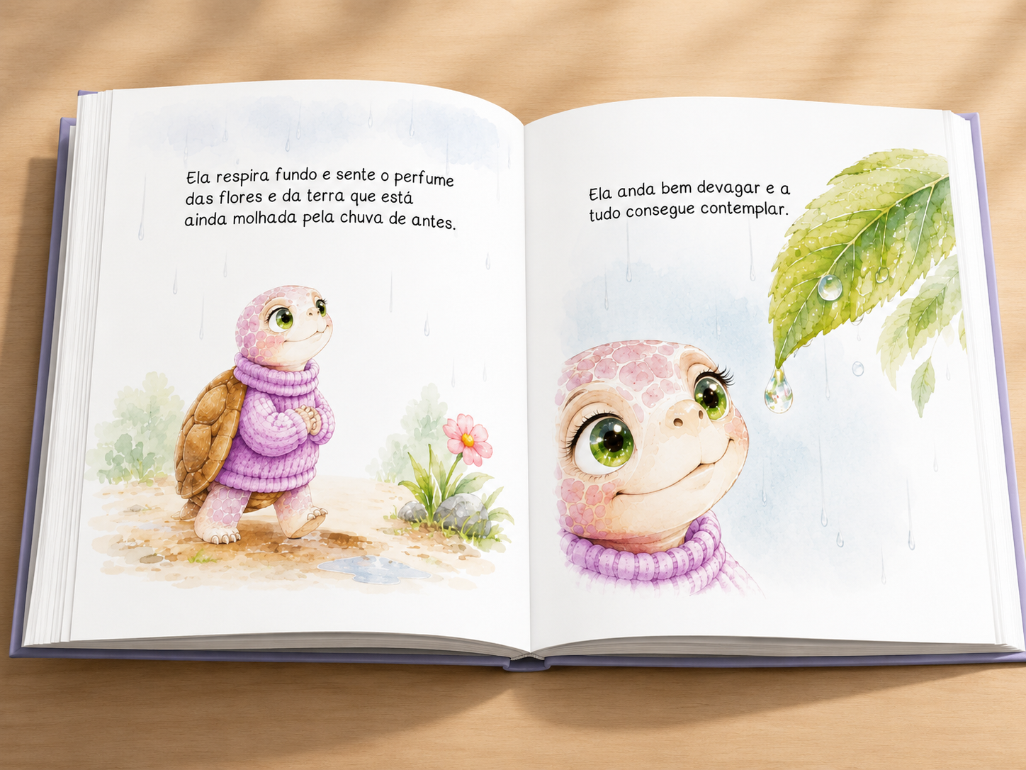 Páginas internas em aquarela do livro Gigica