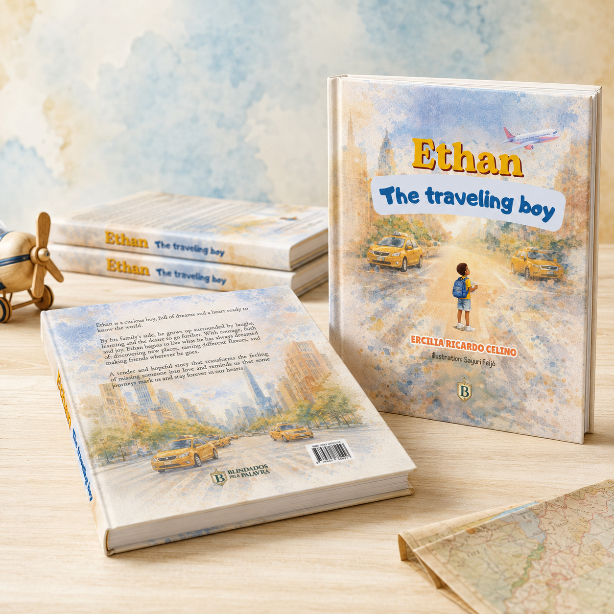 Capa e contracapa do livro “Ethan, The traveling boy”